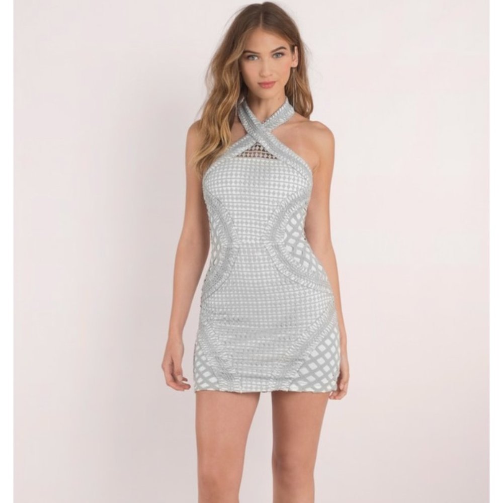 Tobi Grey Lace Cut Out Bodycon Dress NWT